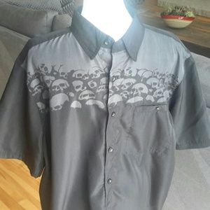 Harley-Davidson Men's Dress Shirt w Skulls